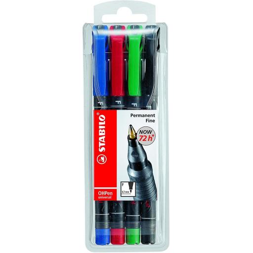 Stabilo OH Pen Permanent, Fine - Pack of 4