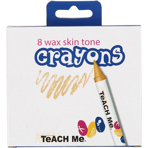 TeachMe Wax Crayons, Skin Tone Colours - Pack of 8