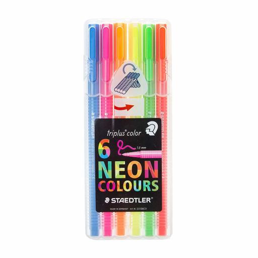 Staedtler Triplus Color Fibre Tip Pens 1.0mm - Neon, Pack of 6
