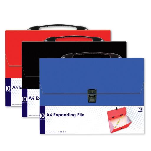 IGD 10 Pocket A4 Expanding File - Assorted Colours