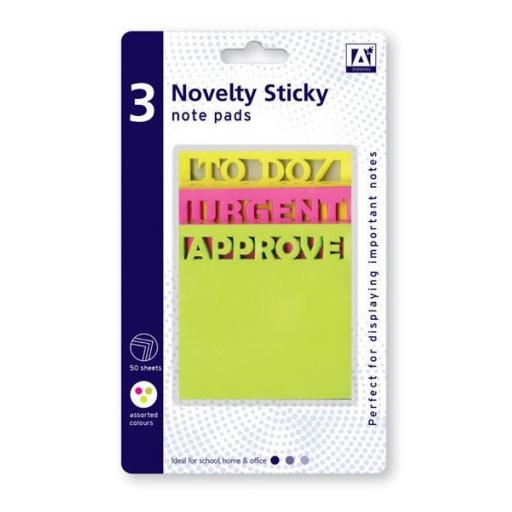 IGD Novelty Sticky Note Pads - Pack of 3