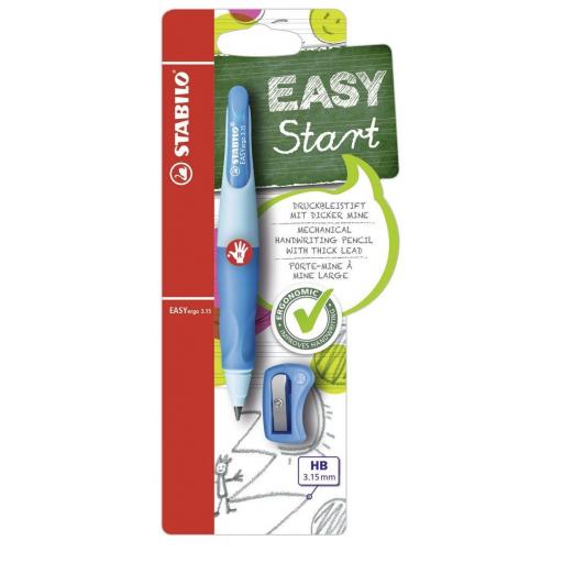 Stabilo Easy Ergo Right Handed Pencil 3.15mm + Sharpener - Dark/Light Blue