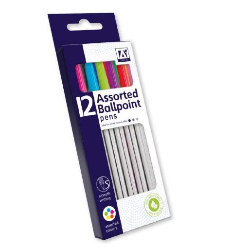 IGD Assorted Ballpoint Pens - Pack of 12