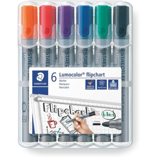 Staedtler Lumocolor Flipchart Markers - Pack of 6