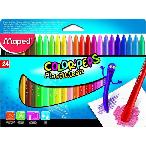 Maped ColorPeps Plasticlean Colouring Crayons - Pack of 24