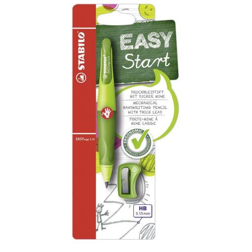 Stabilo Easy Ergo Right Handed Pencil 3.15mm + Sharpener - Light/Dark Green