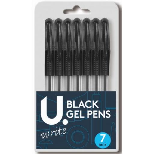 U. Black Gel Pens - Pack of 7