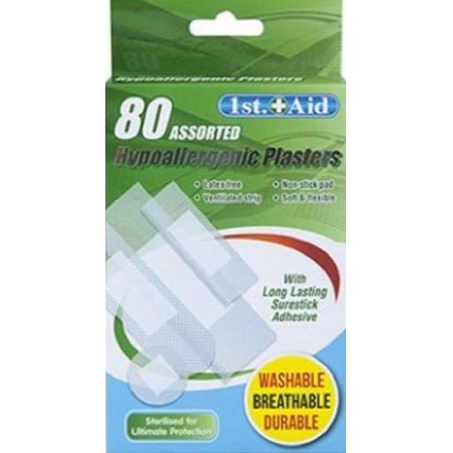 PMS 1st Aid Hypoallergenic Latex-Free Sensitive Plasters - Pack of 80 * USE BY END JAN 2022 *