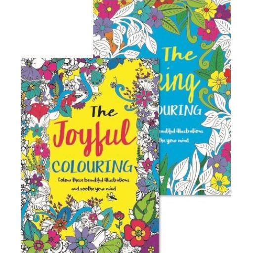 Squiggle A4 Adult Colouring Books, Joyful & Spring - Set of 2