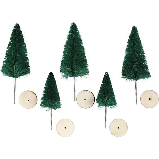 Creativ Christmas 4-6cm Spruce Trees, Green - Pack of 5