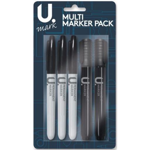 U. Multi Black Permanent Marker - Pack of 5