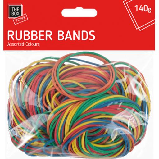 The Box Elastic Rubber Bands, Assorted Colours 140g