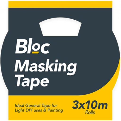 Bloc Masking Tape 10 Metre Rolls - Pack of 3