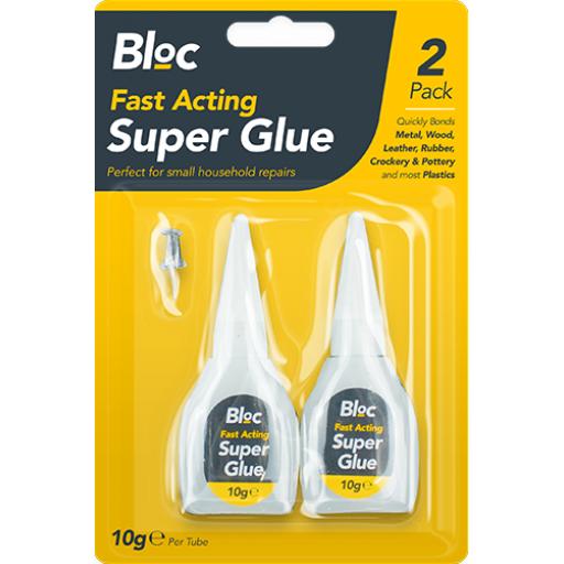 Bloc Fast Acting Superglue 10g Tubes - Pack of 2