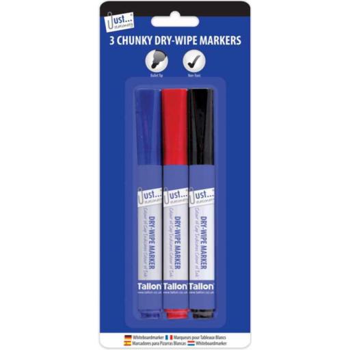 JS Chunky Dry Wipe Board Markers - Pack of 3