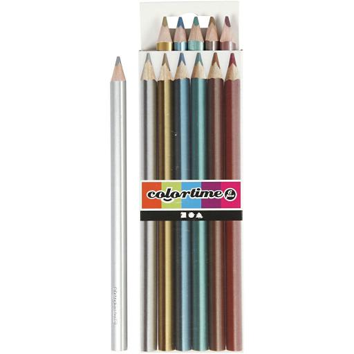Colortime Metallic Pencils - Pack of 6
