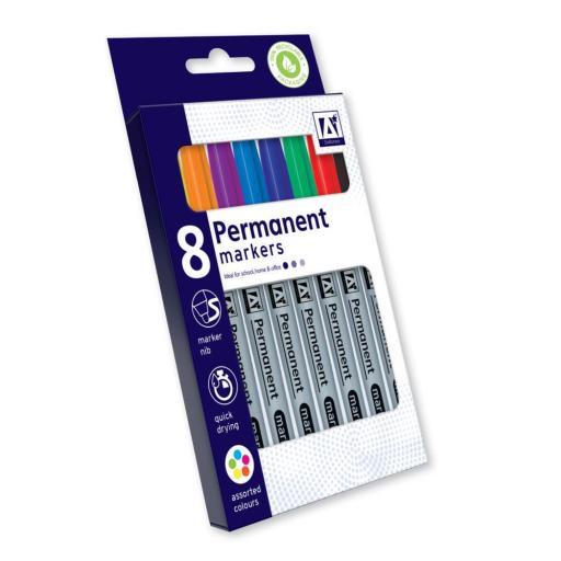 IGD Permanent Markers, Assorted Colours - Pack of 8