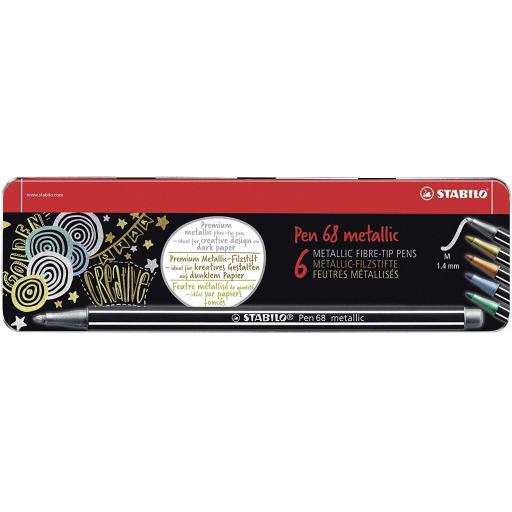 Stabilo Pen 68 Metallic Colours - Tin of 6