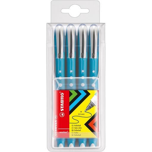 Stabilo Worker Colourful Pens Med, Blue - Pack of 4