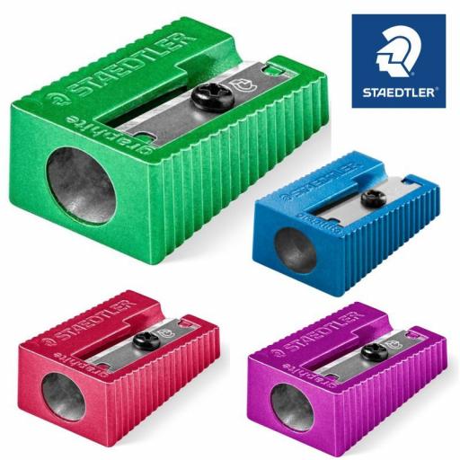 Staedtler Single Hole Metal Pencil Sharpeners, Metallic Colours - Pack of 4