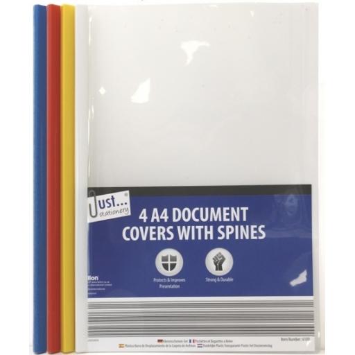 JS A4 Document Covers with Spines - Pack of 4