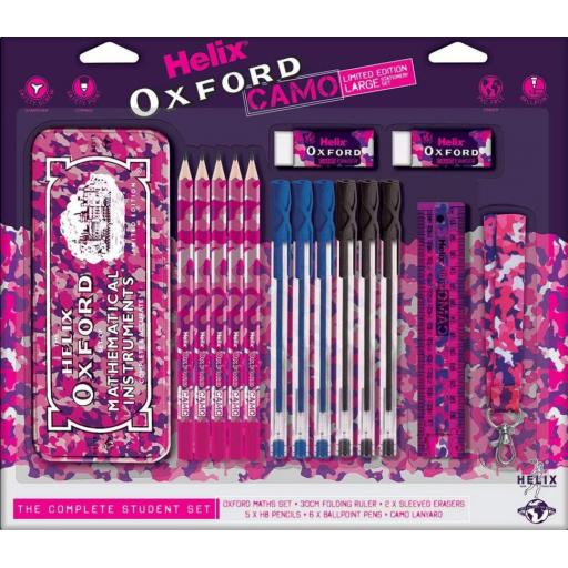 Helix Oxford Camo Bulk Student Stationery Set - Pink
