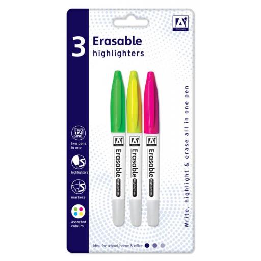 IGD Erasable Highlighters - Pack of 3