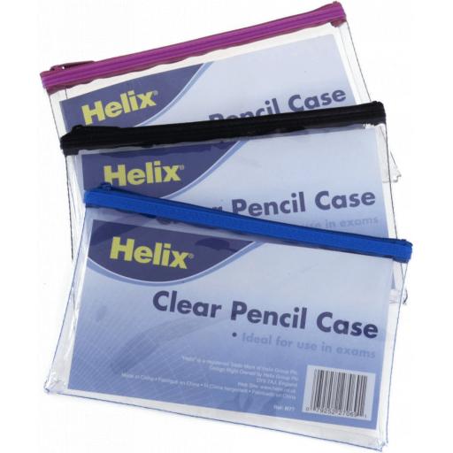 Helix Clear Pencil Case 125x200mm - Assorted Colours