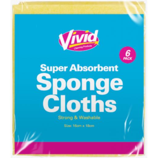 Vivid Super Absorbant Sponge Cloths, Asstd Colours - Pack of 5