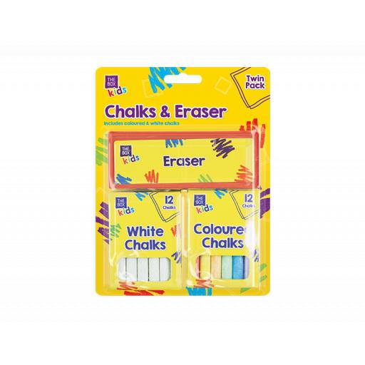 The Box Kids 24 Chalks & Eraser Set