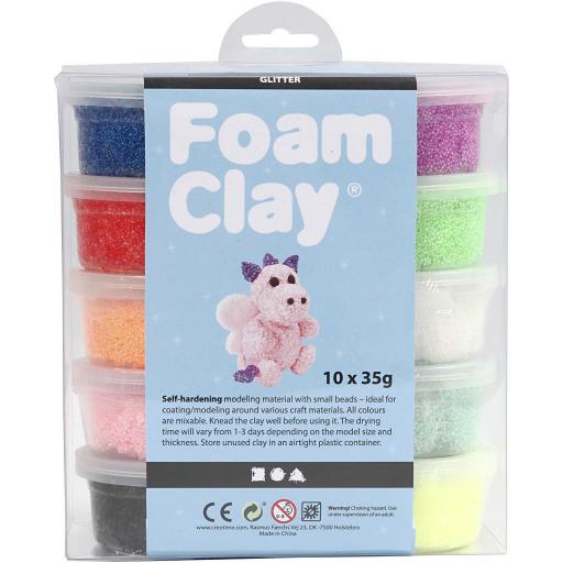 Creativ Foam Clay Assorted Glitter Colours 35g - Pack of 10