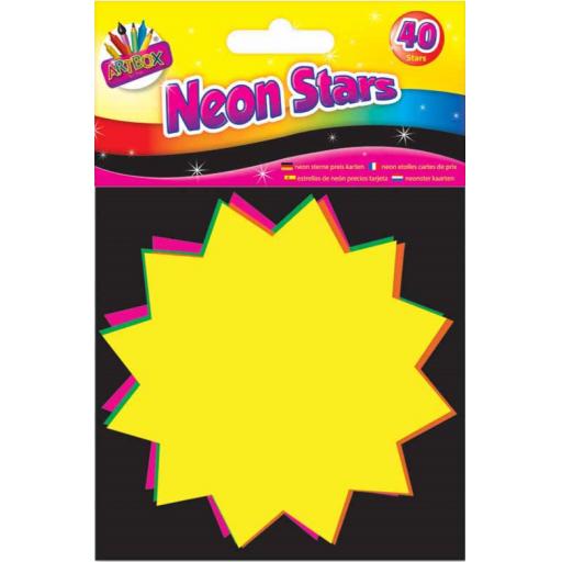 Artbox Neon Flourescent Stars Medium 10x10cm - Pack of 40