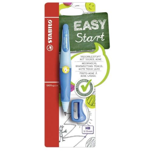 Stabilo Easy Ergo Left Handed Pencil 3.15mm + Sharpener - Dark/Light Blue