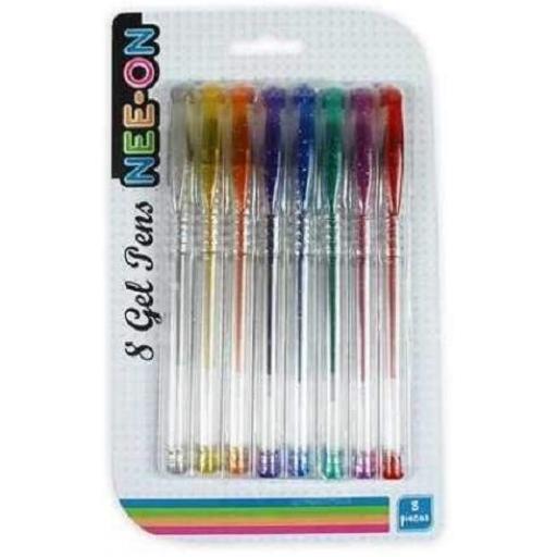 RSW Nee-on Gel Pens, Asstd Colours - Pack of 8