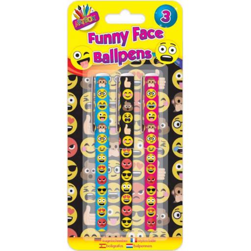 Artbox Funny Face Emoji Ballpens - Pack of 3