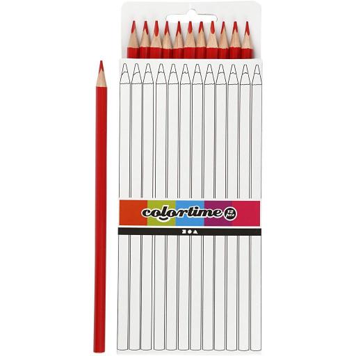 Colortime Colouring Pencils, Red - Pack of 12
