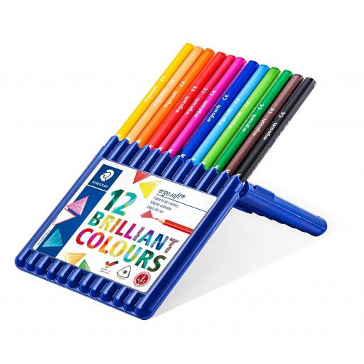 Staedtler Ergosoft Triangular Colouring Pencils, Asstd Colours - Pack of 12