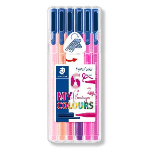 Staedtler Triplus Color Fibre Tip Pens 1.0mm - Flamingo, Pack of 6
