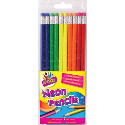 Artbox Neon Barrel HB Pencils - Pack of 10