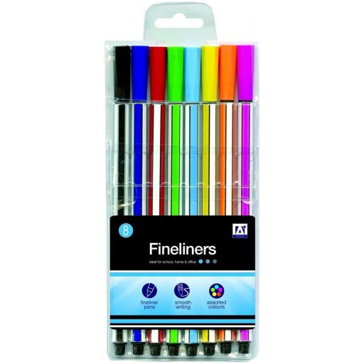 IGD Fineliner Pens, Asst. Colours - Pack of 8