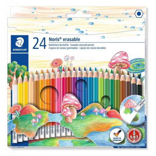 Staedtler Noris Club Erasable Colouring Pencils, Asstd Colours - Pack of 24
