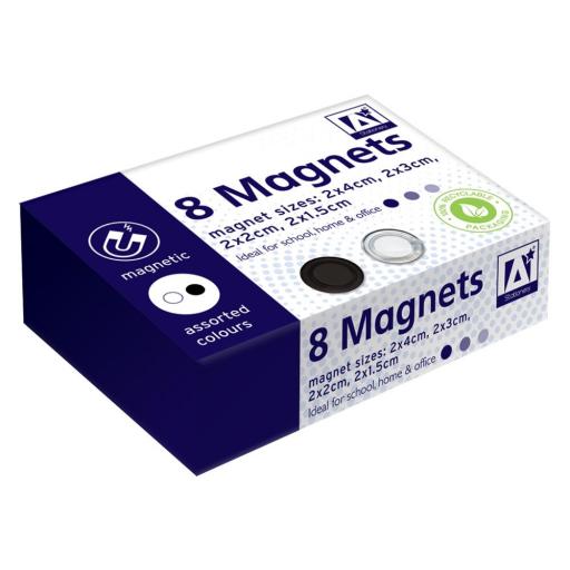 IGD Small Round Magnets, Assorted Sizes - Pack of 8