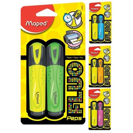 Maped Fluo Highlighter Pens Assorted Colours - Pack of 2
