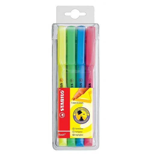 Stabilo Flash Neon Highlighter Pens - Pack of 4