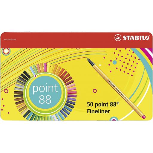 Stabilo Point88 Fineliner Pens - Metal Tin of 50