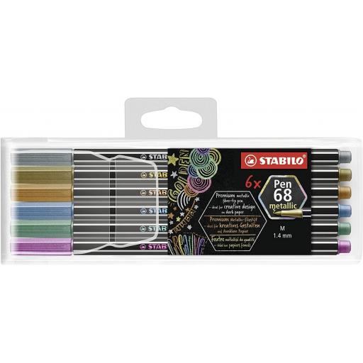 Stabilo Pen 68 Metallic, Assorted New - Pack of 6