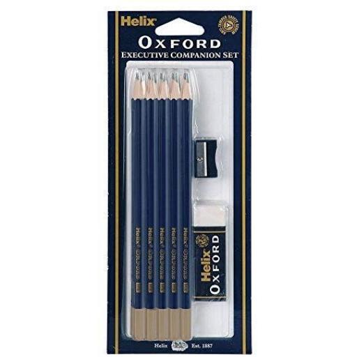Helix Oxford Executive Set HB Pencils, Sharpener & Eraser