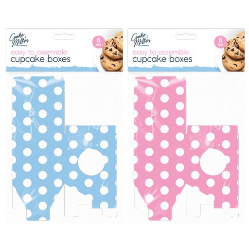 Cooke & Miller Cupcake Boxes, Asst. Colours - Pack of 6