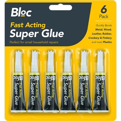 Bloc Fast Acting Super Glue 3g Tubes - Pack of 6