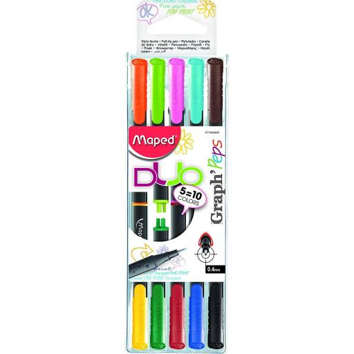 Maped Graph Peps Duo End Fineliner Pens - Pack of 10